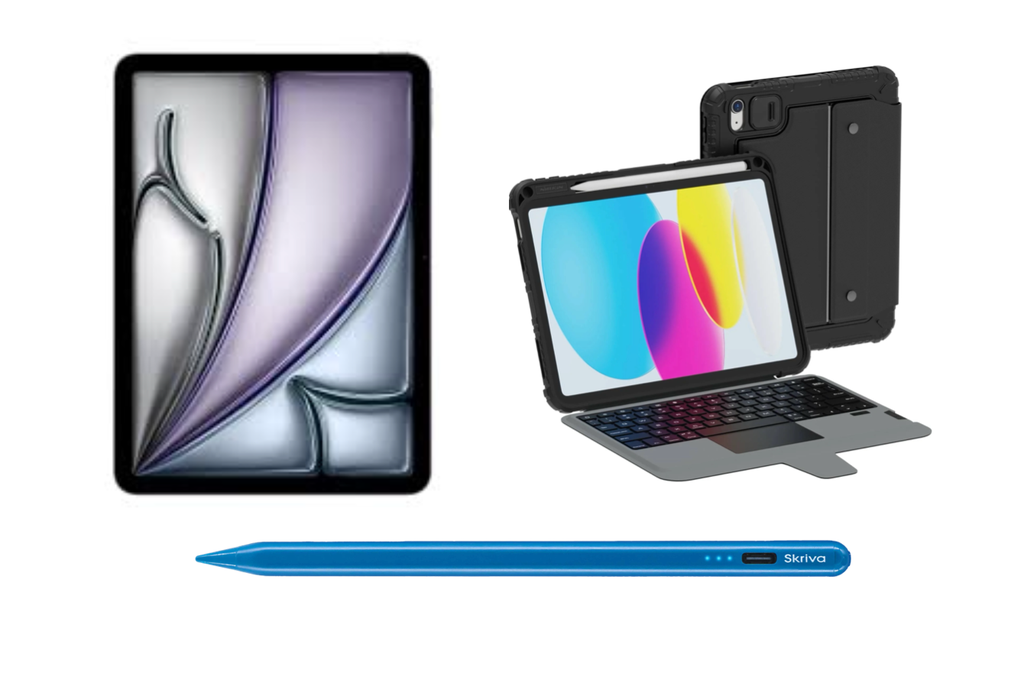 iPad Air M3 128GB  + Bluetooth Keyboard Case + Skriva Stylus